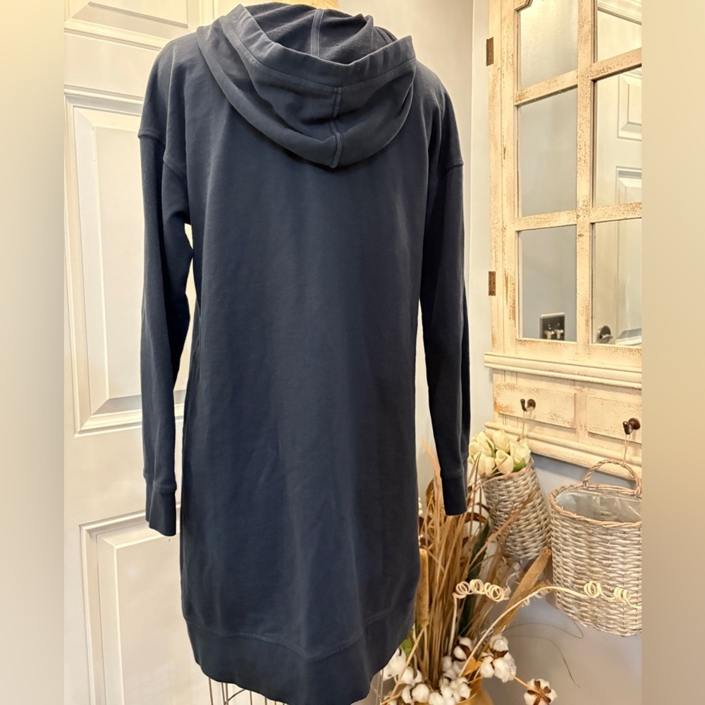 Toad&Co Navy Blue 100% Organic Cotton Hooded Long Sleeve Dress Large‎ - Picture 4 of 11